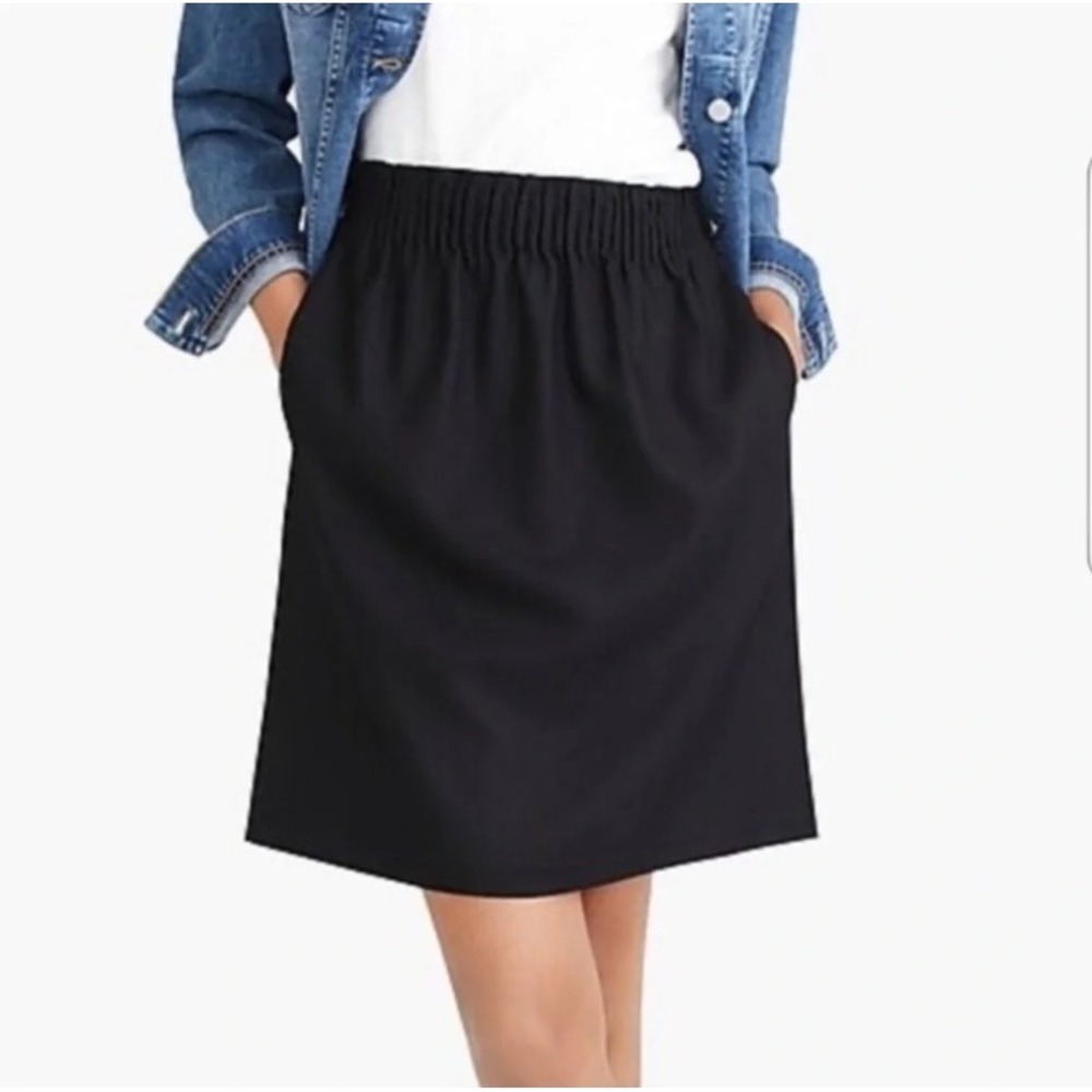 J.Crew Wool Blend Sidewalk Skirt Mini Paper Bag Elastic Waist Black Small